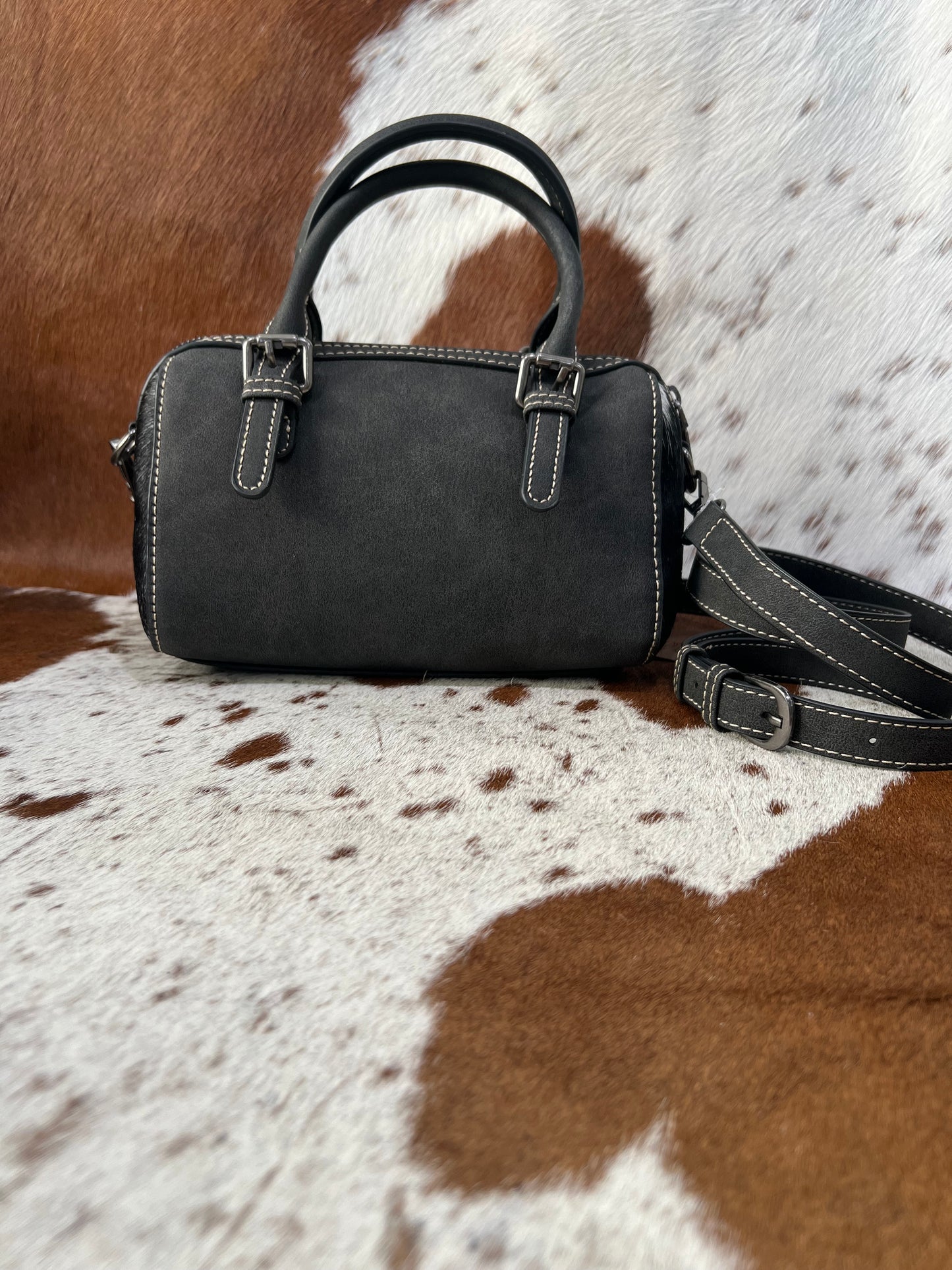 Wrangler Genuine Hair-On Cowhide Barrel Bag/Crossbody