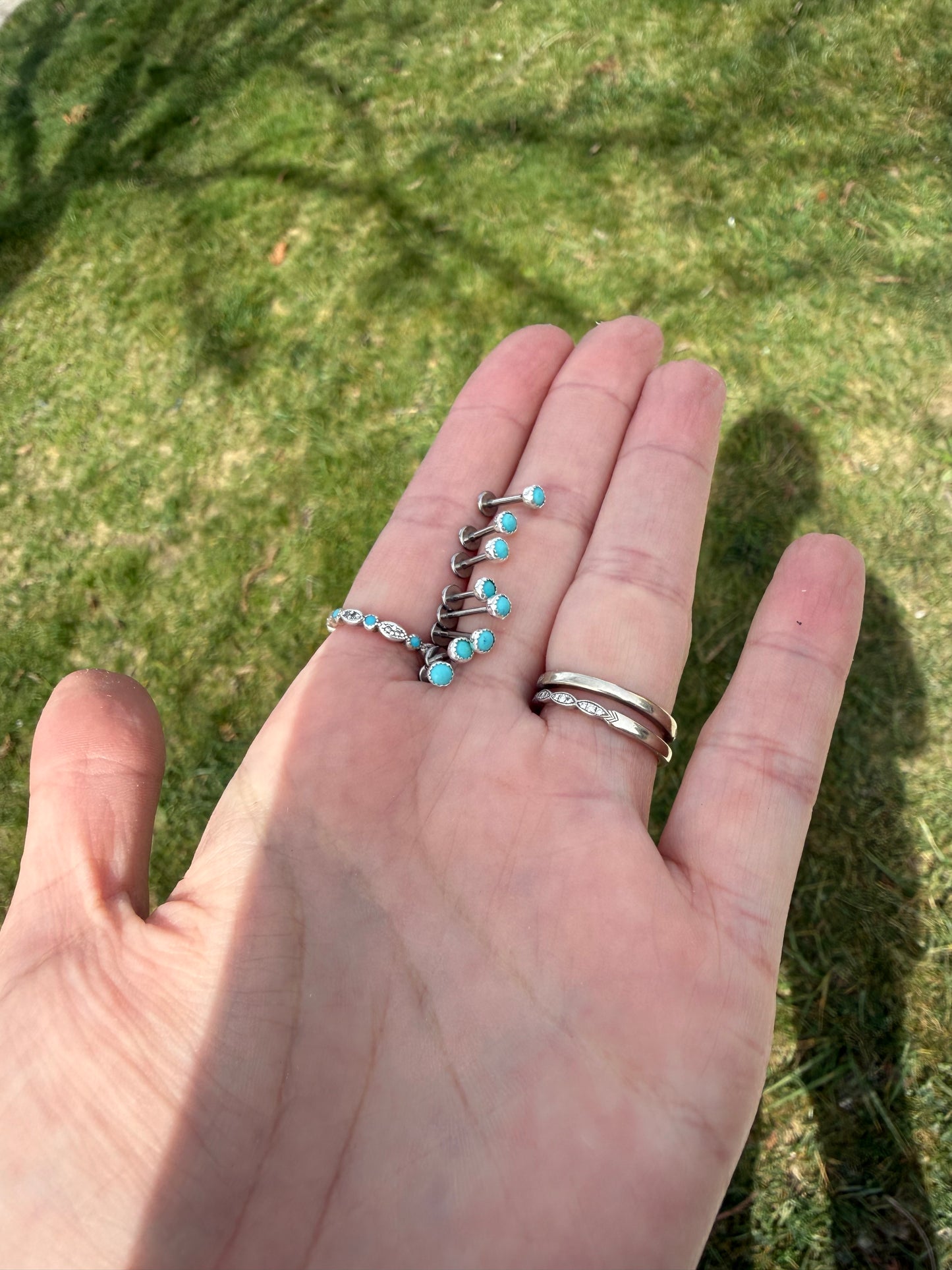 Flat Back Kingman Turquoise Piercing
