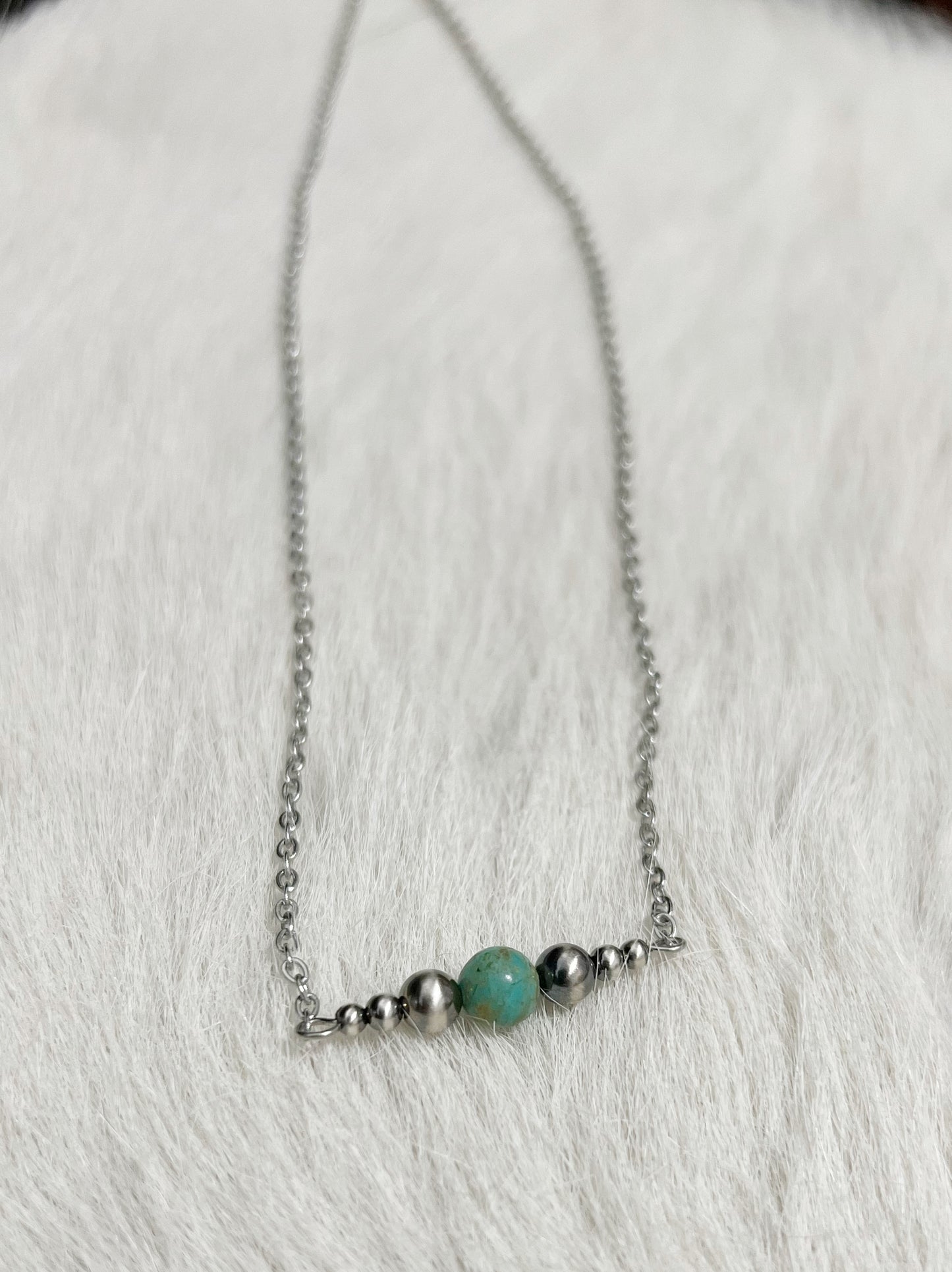 7mm Kingman Turquoise Bar Necklace