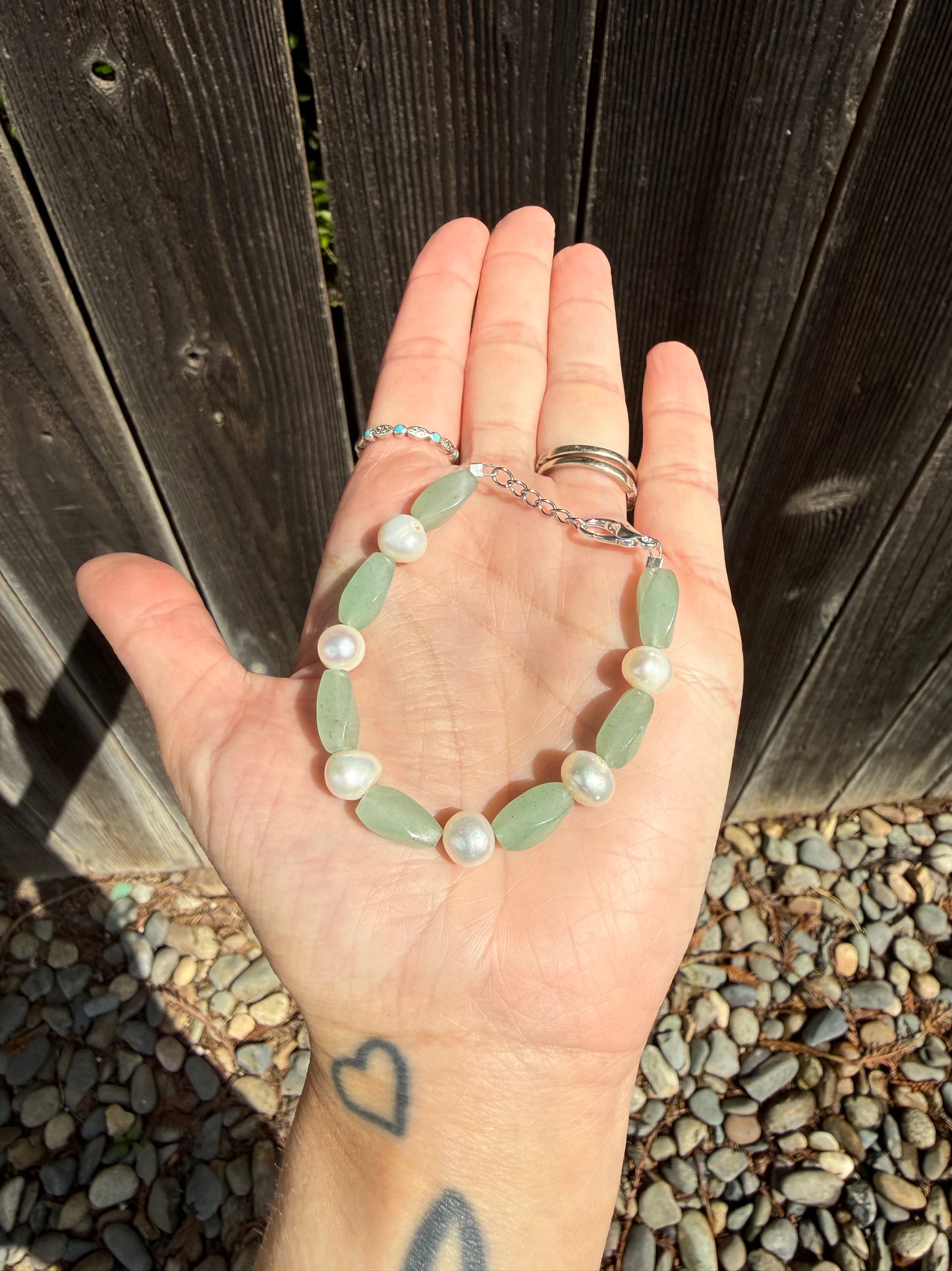 Aventurine & Fresh Water Pearl Chunky Bracelet