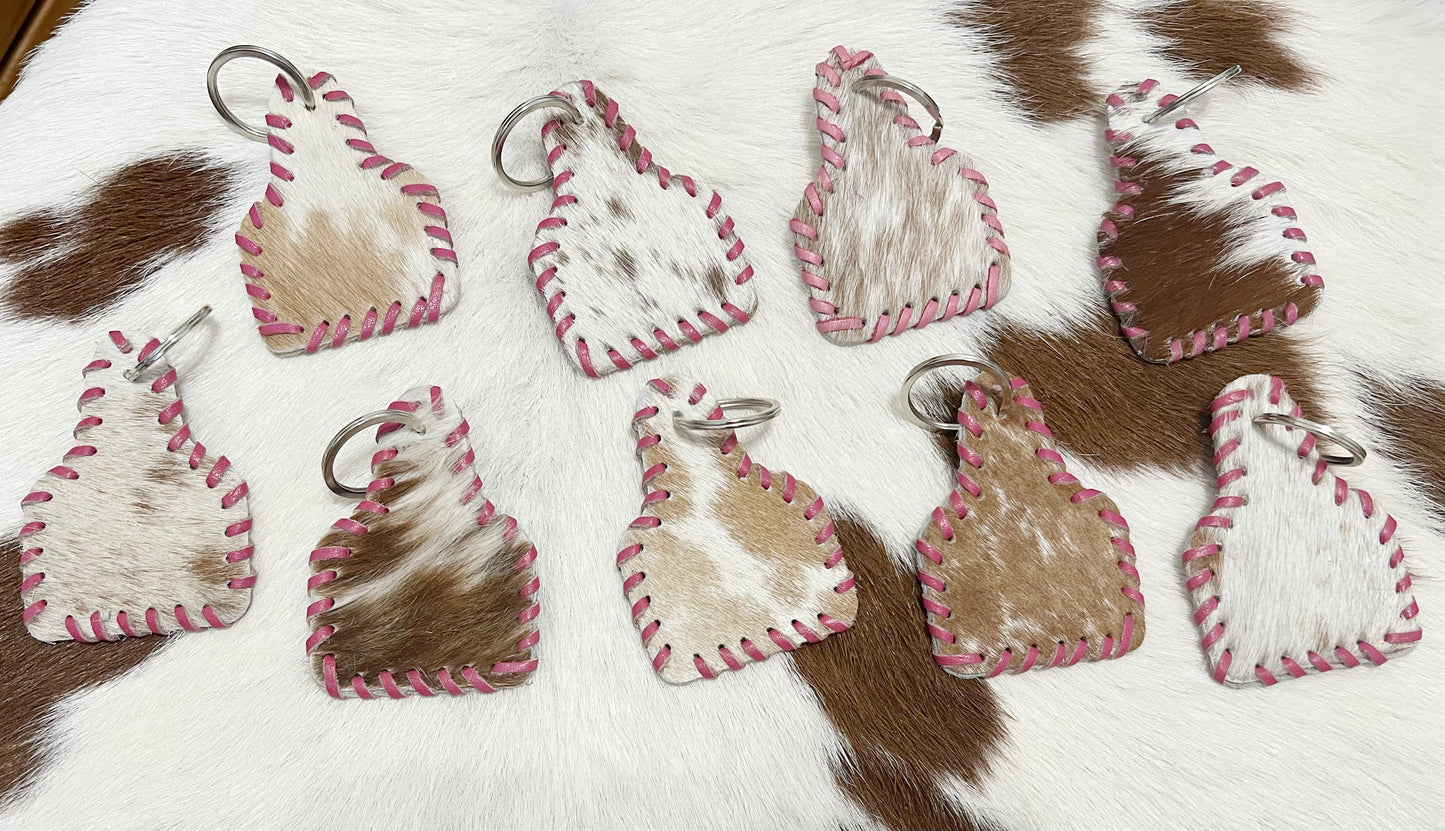 Cattle Pink Cowhide Keychain