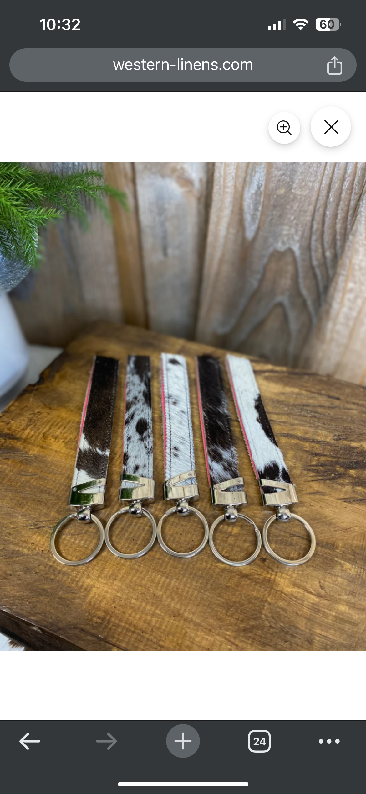 Pink & Cowhide Leather Keychain