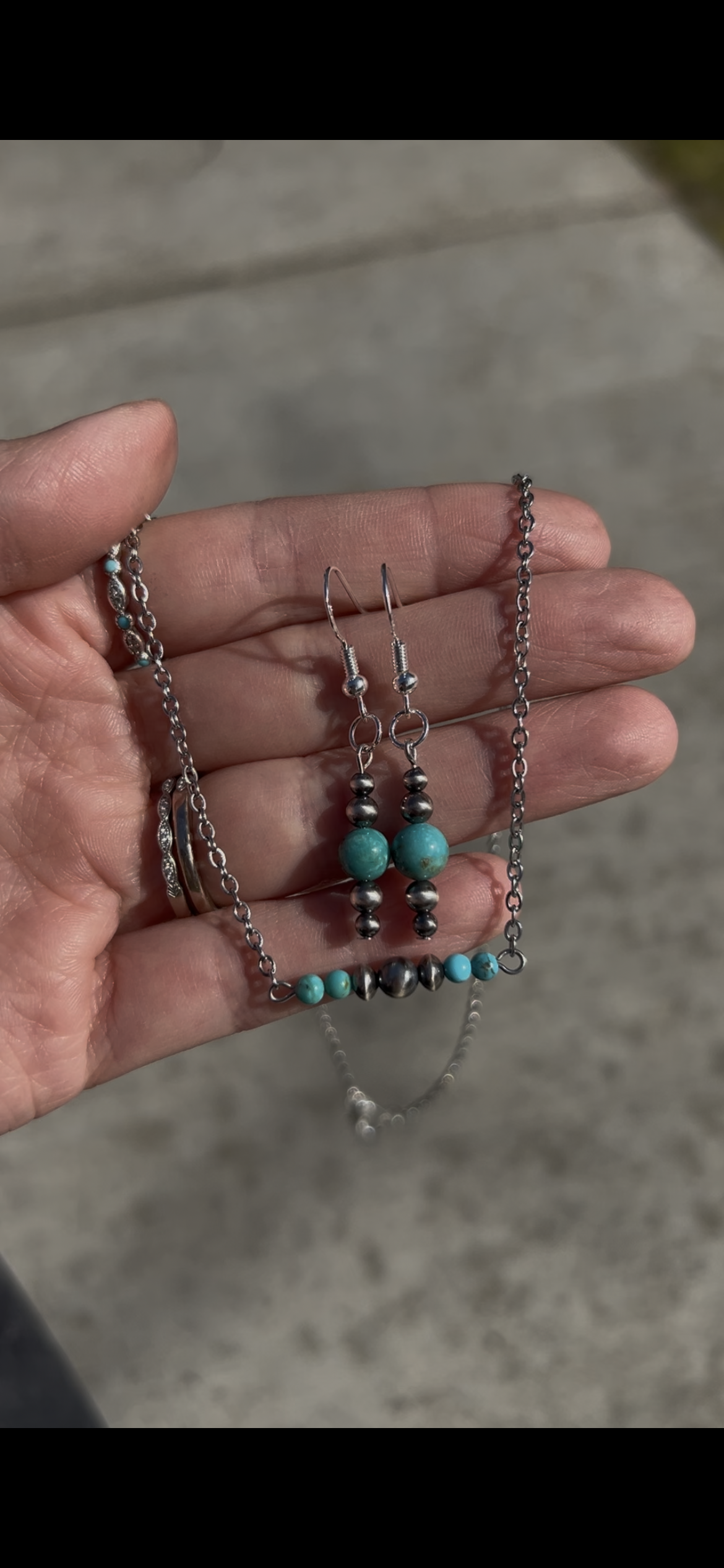 Kingman Turquoise Earring and Necklace Set