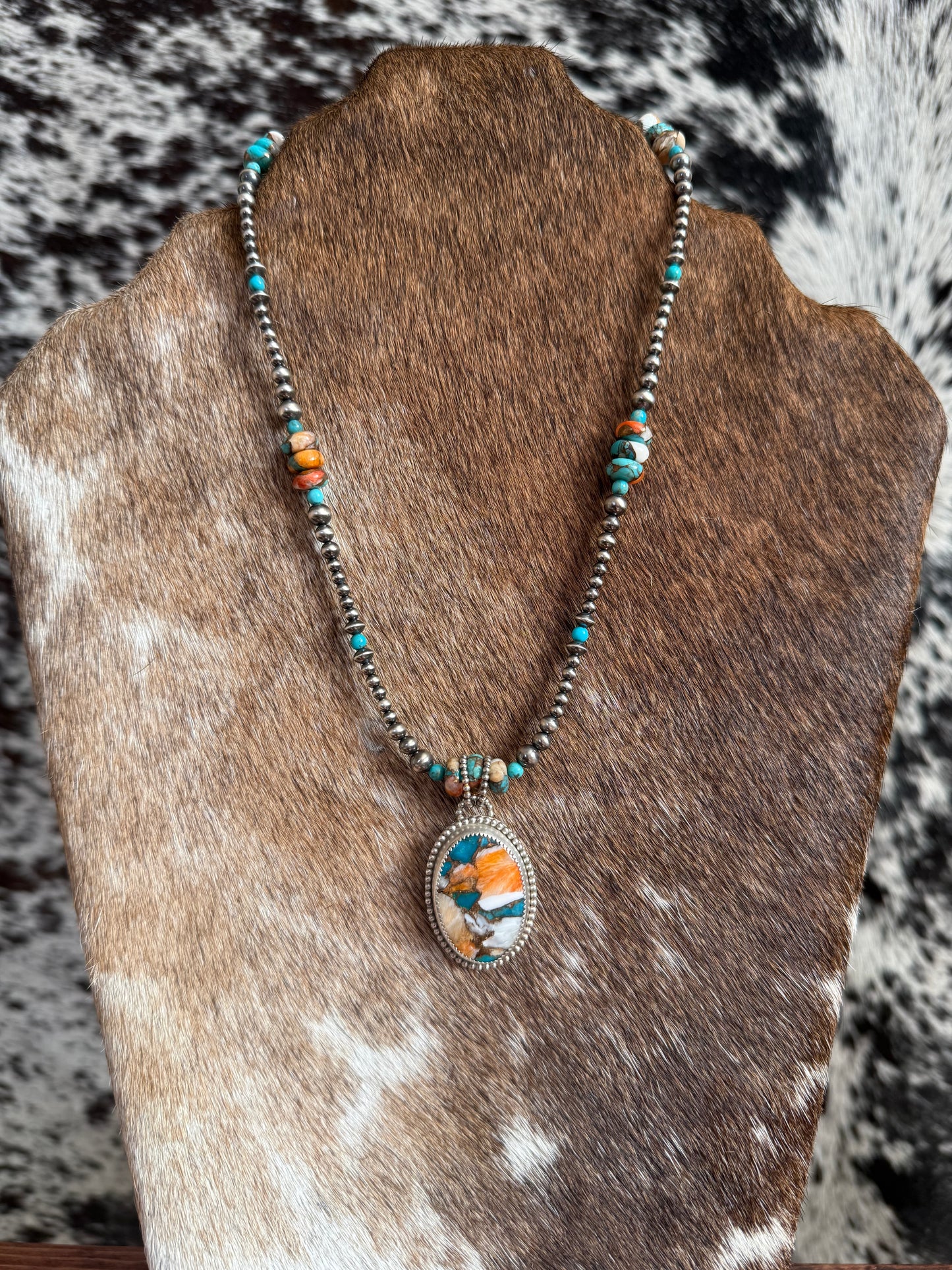 Spiny Oyster & Kingman Turquoise Pendant