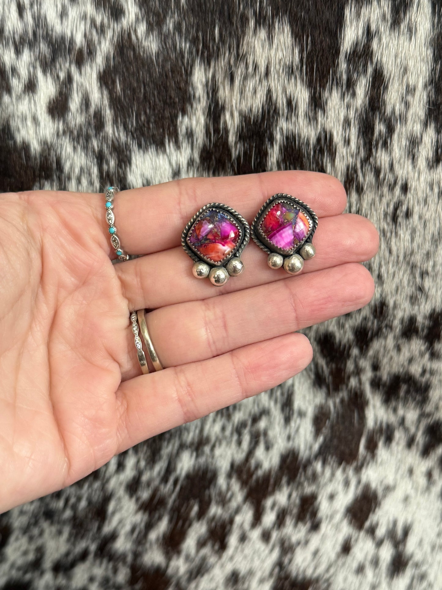 Pink Dahlia and Sterling Silver Earrings
