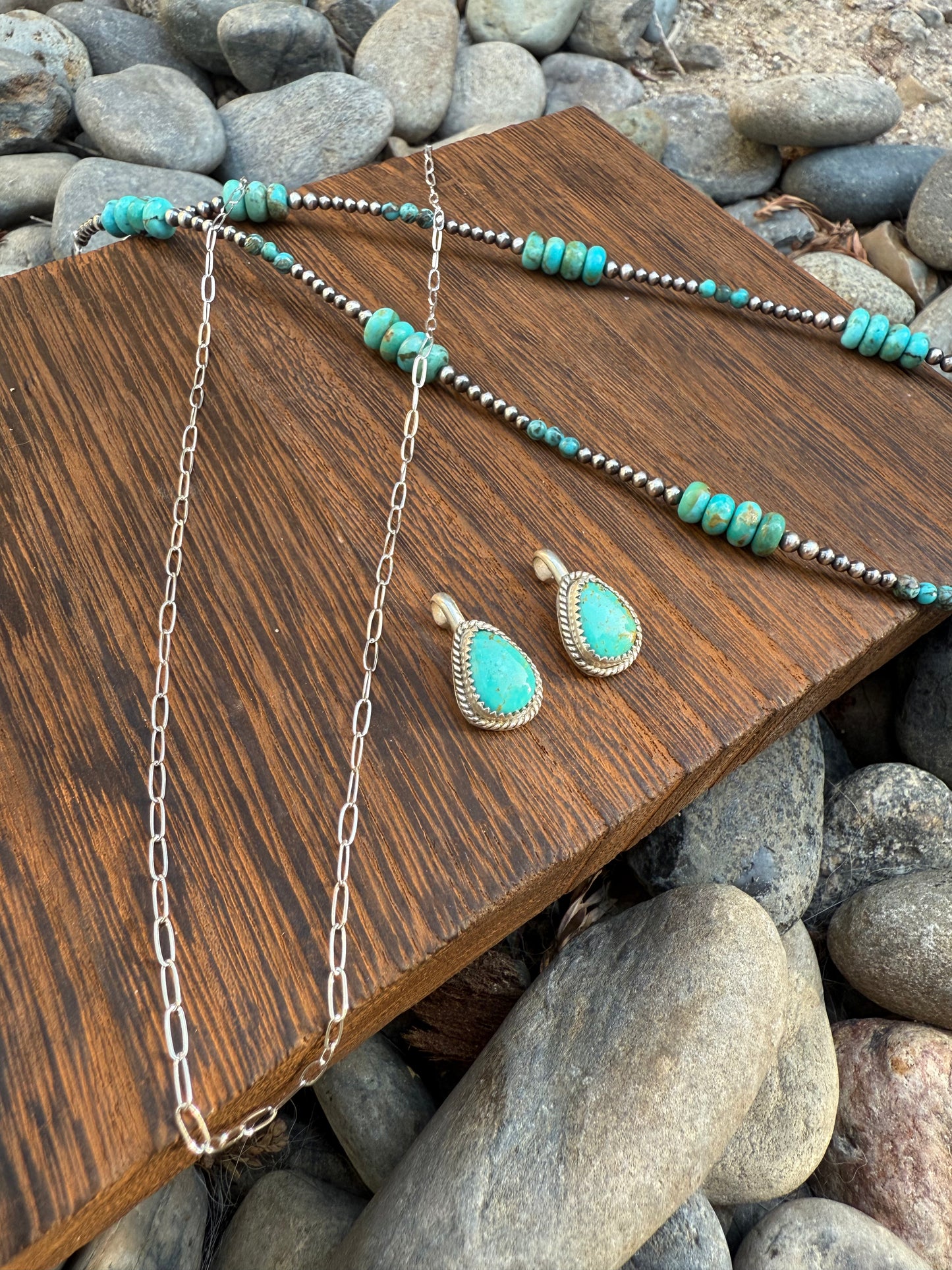 Dainty Pilot Mountain Turquoise Pendants