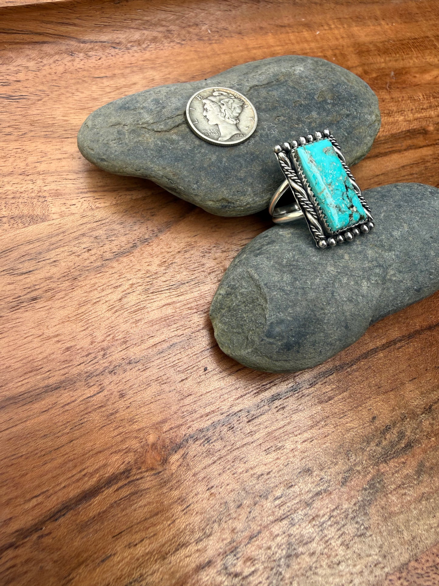 Campitos & Sterling Silver Rectangle Ring Size 8