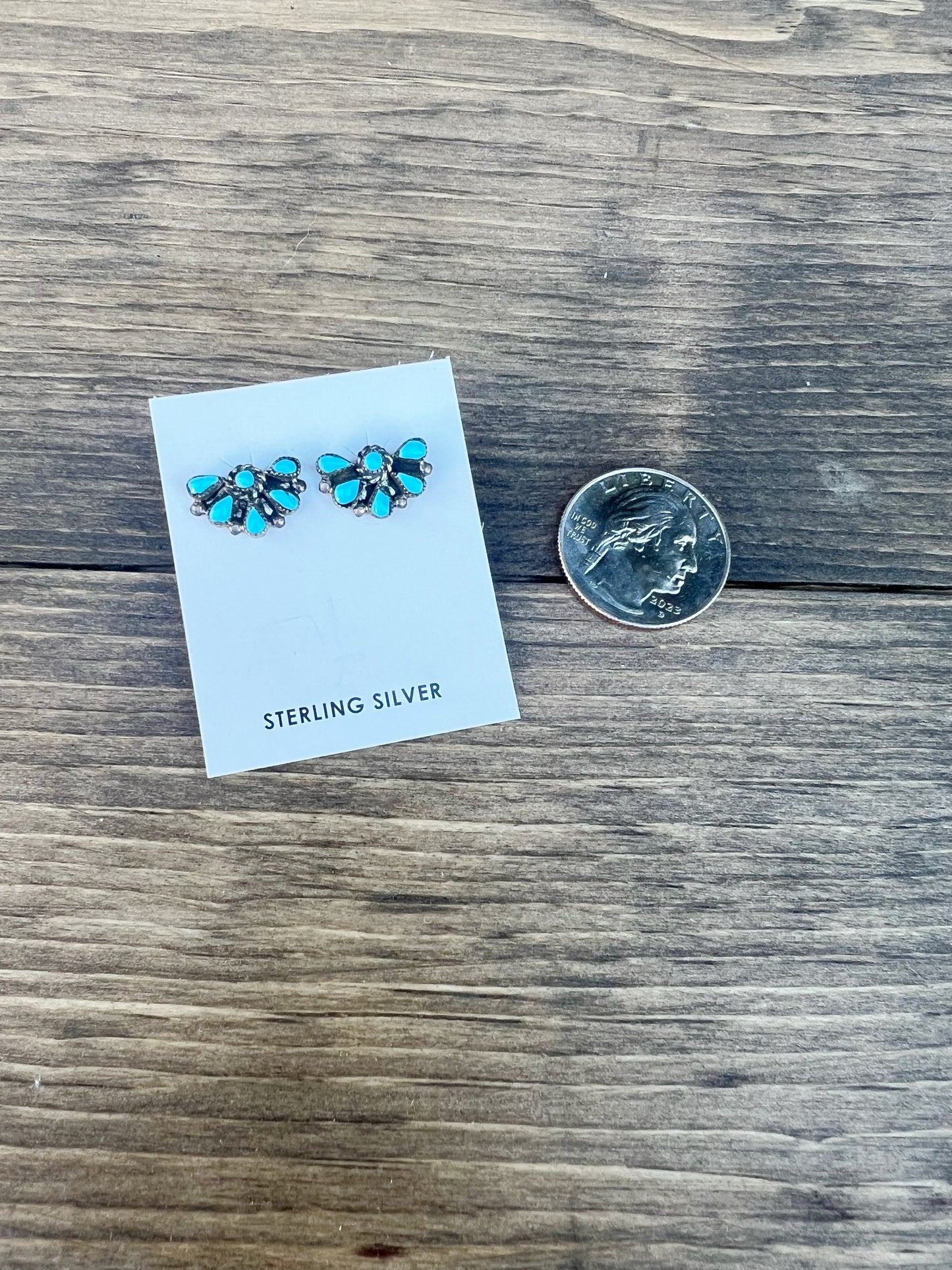 Half Cluster Zuni Turquoise Earrings