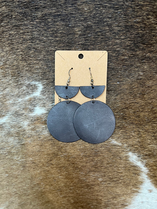 Round Leather Earrings