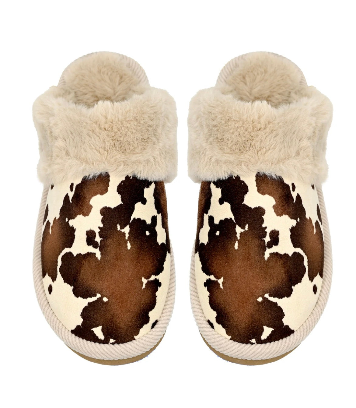 Cow Print Fur Slippers