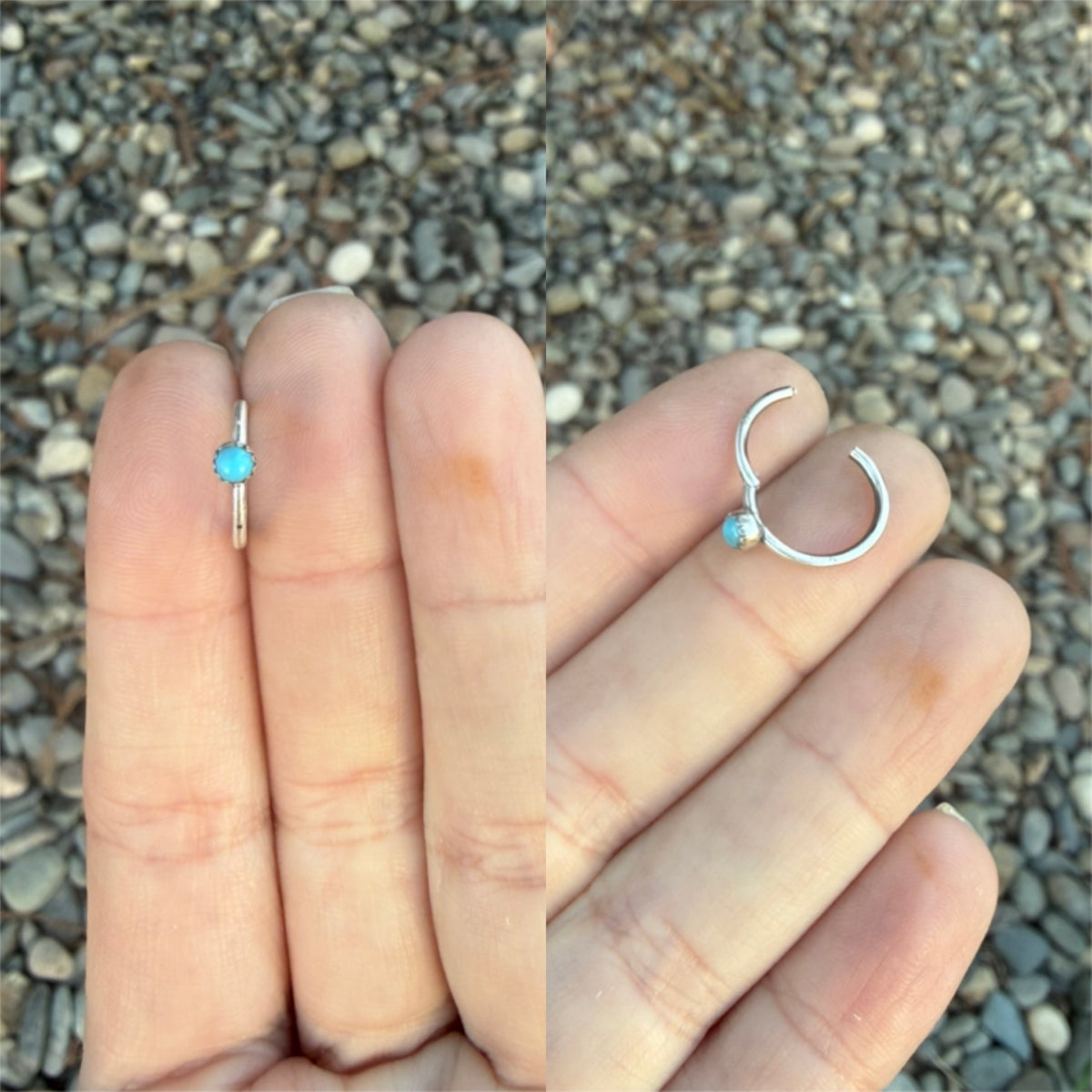 Sterling Silver Clicker Hoop with Kingman Turquoise
