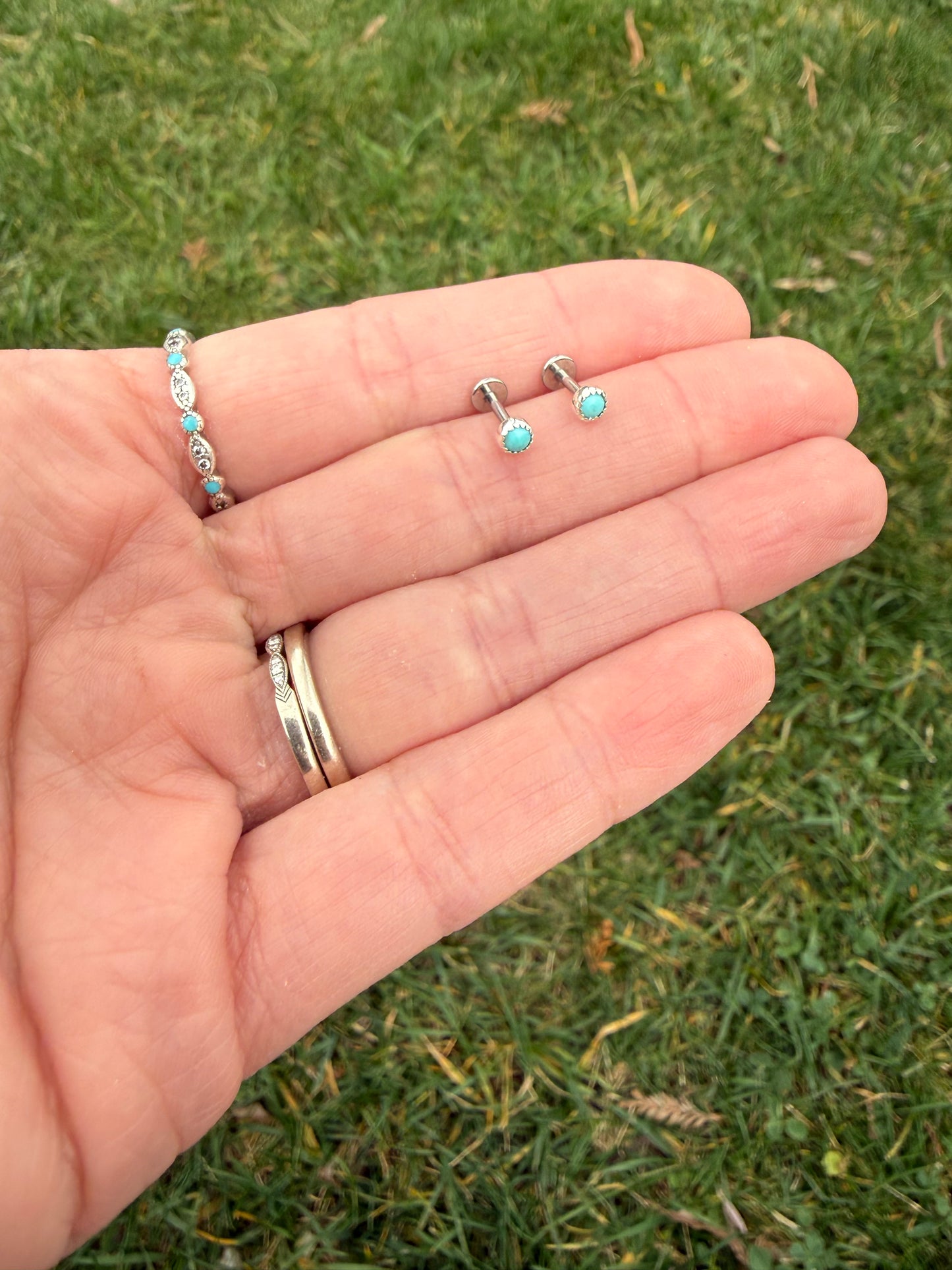 Flat Back Kingman Turquoise Piercing