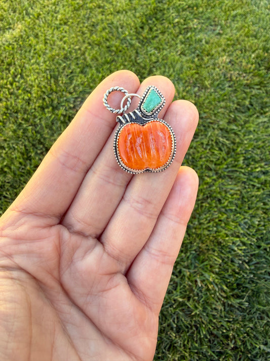 Spiny Oyster and Turquoise Pumpkin Pendant