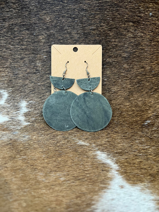 Round Leather Earrings