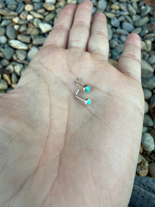 “L” Shaped Turquoise Nose Ring