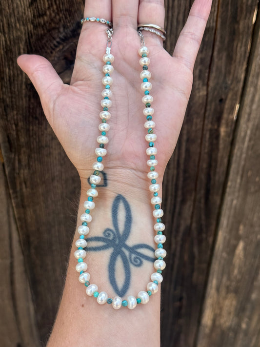 Freshwater Pearls with Kingman Turquoise