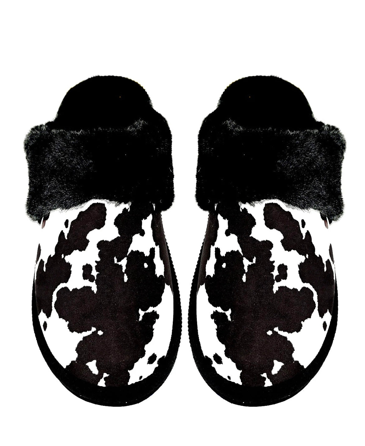 Cow Print Fur Slippers