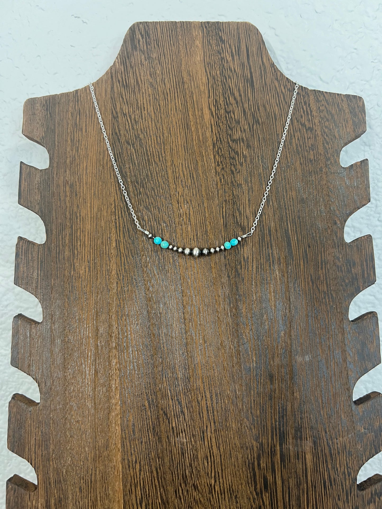 Kingman Turquoise and Sterling Silver Pearl Necklace