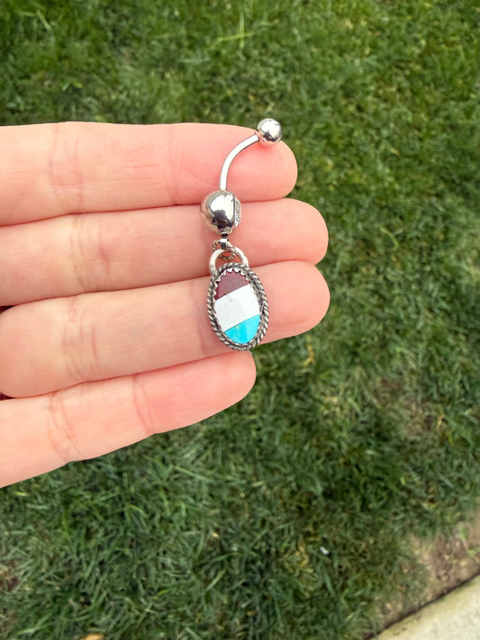 Red, White, and Blue Belly Ring