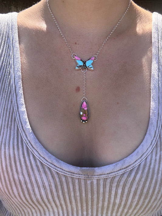 Cotton Candy Butterfly Necklace