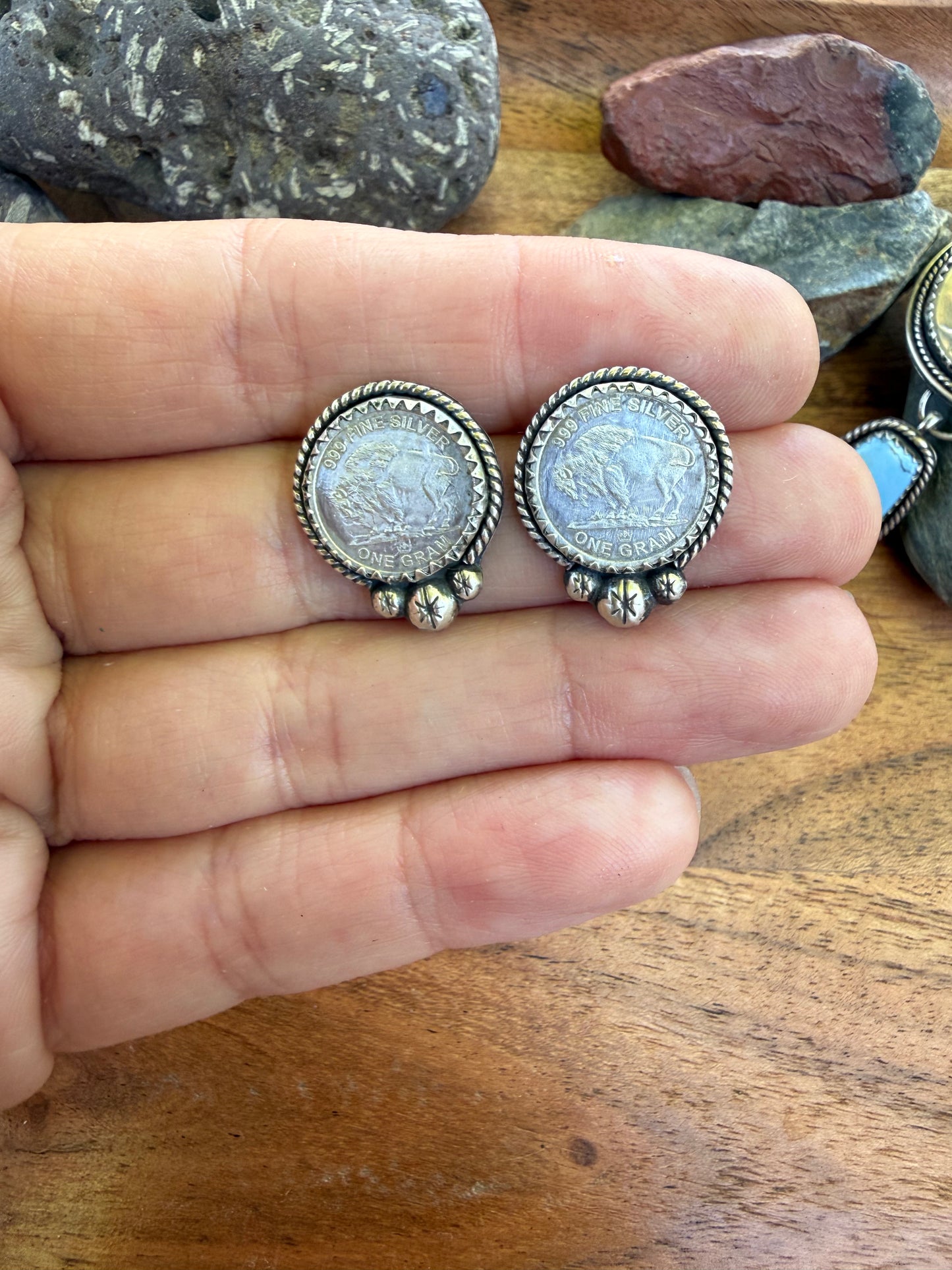 Fine Silver Mini Buffalo Coin Earrings