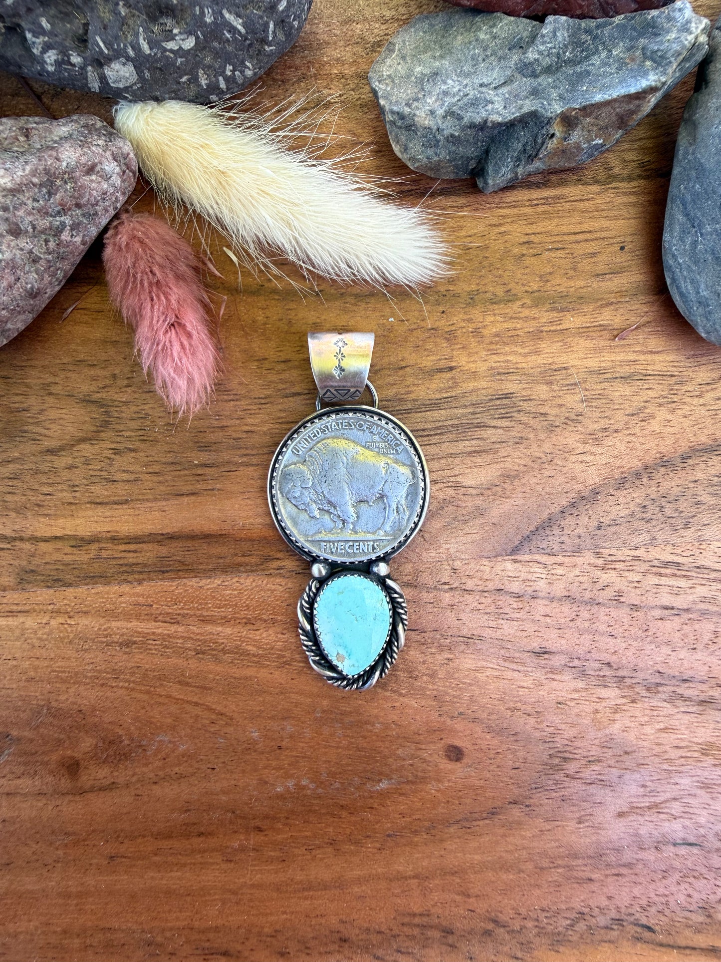 Ol’ Willie’s Turquoise Buffalo coin Pendant