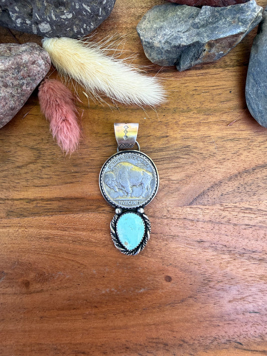 Ol’ Willie’s Turquoise Buffalo coin Pendant