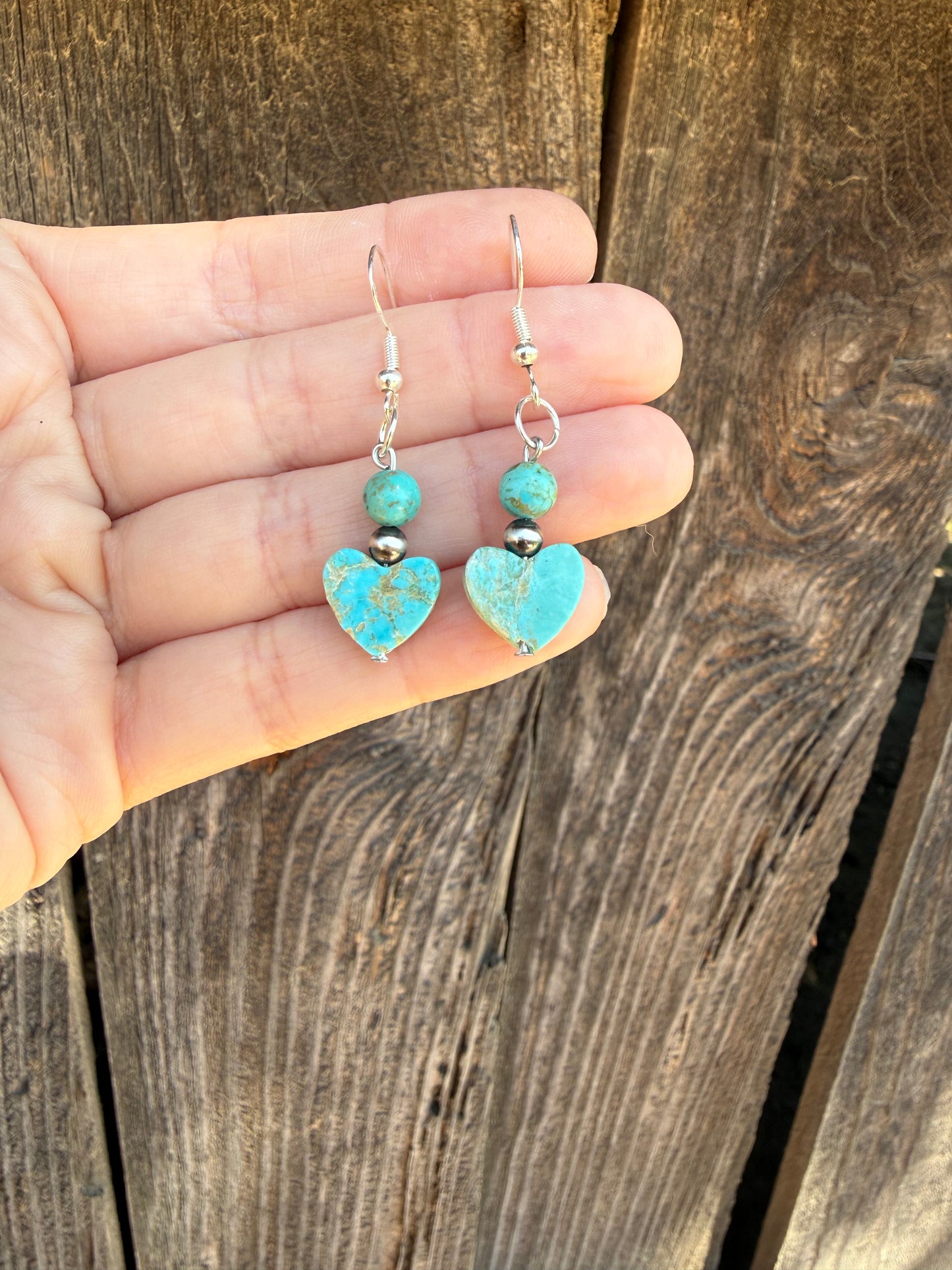 Kingman Turquoise Heart Earrings