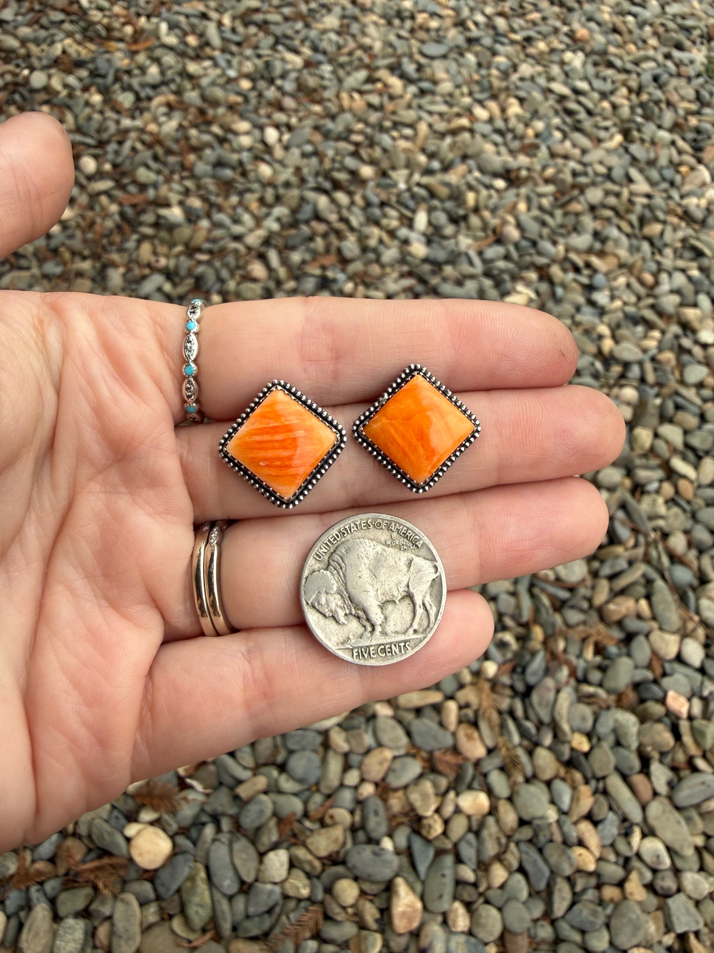 Orange Spiny Earrings