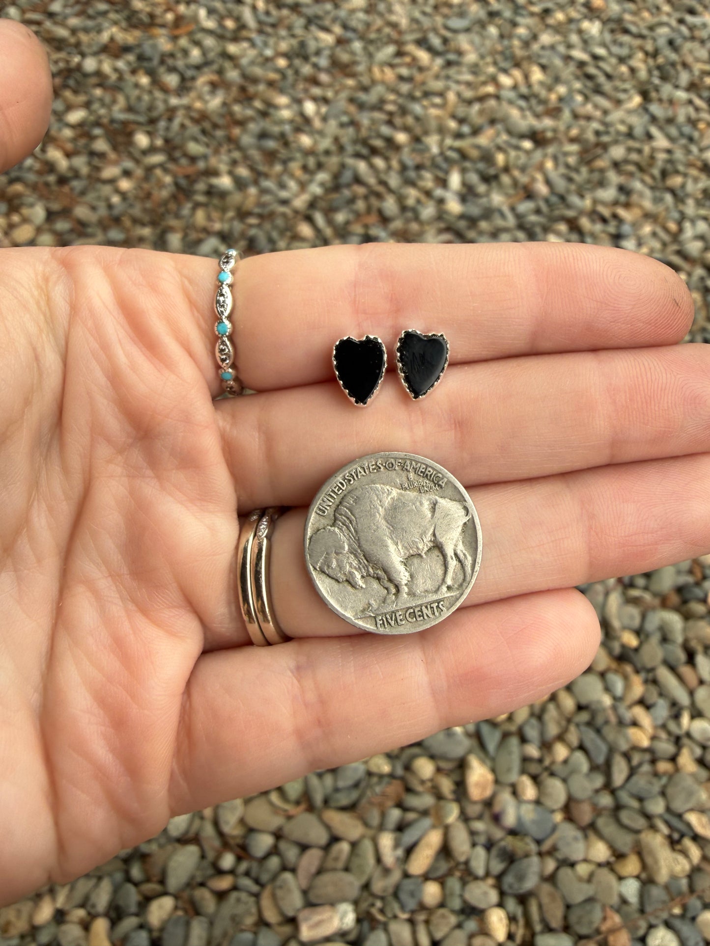 Black Onyx Heart Earrings
