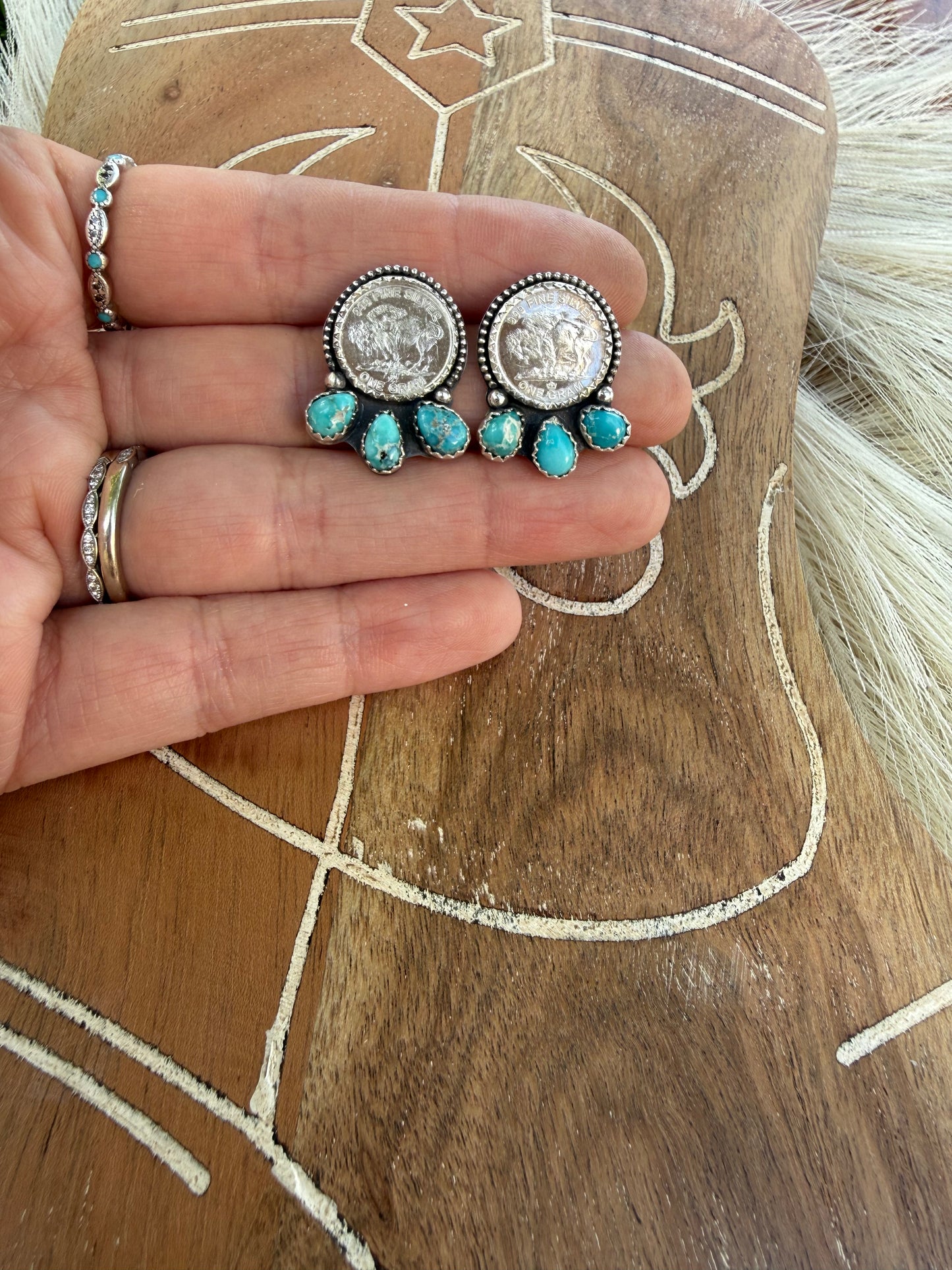Mini Silver Buffalo Coin Studs