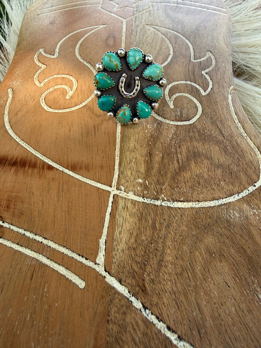 Sonoran Turquoise Horseshoe Adjustable Ring