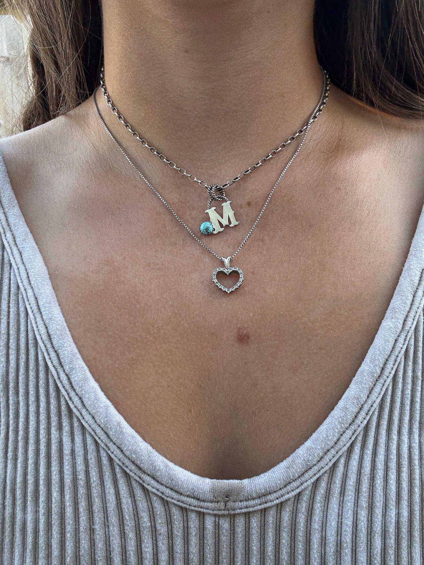 Custom Initial and Kingman Turquoise Necklace
