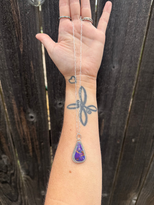 Purple Mohave & Sterling Silver Paperclip Chain