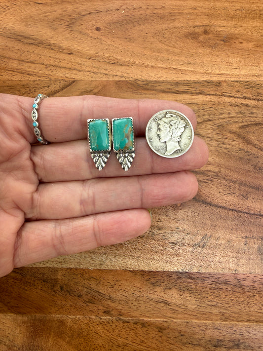 Campitos Turquoise and Sterling Silver Rectangle Earring Studs