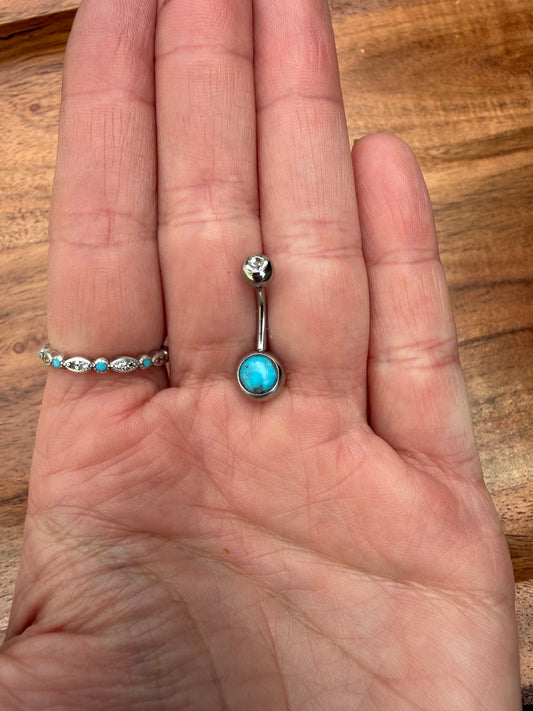 Kingman Turquoise Stand Alone Belly Ring