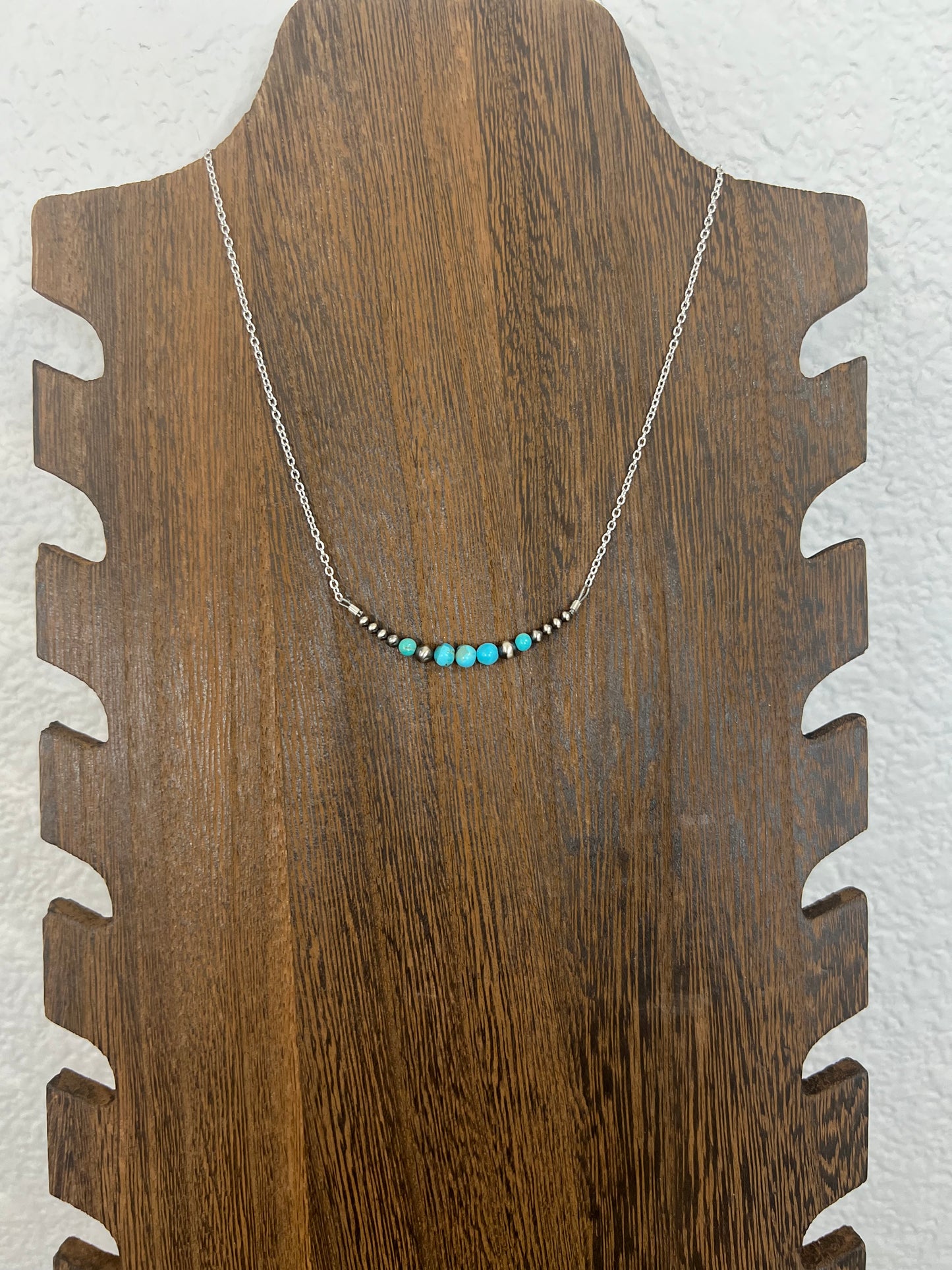 Kingman Turquoise and Sterling Silver Pearl Necklace